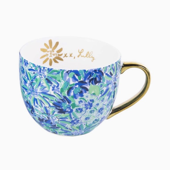 Tazza Da Caffè In Ceramica Lilly Pulitzer Con Manico Dorato, 340ml – 'High Manetenance' In Regalo Box